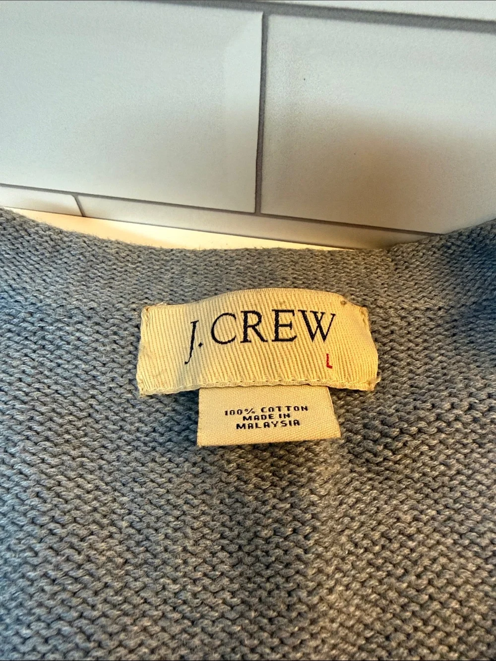 J. Crew Men's Gray-Blue 100% Cotton Sweater
